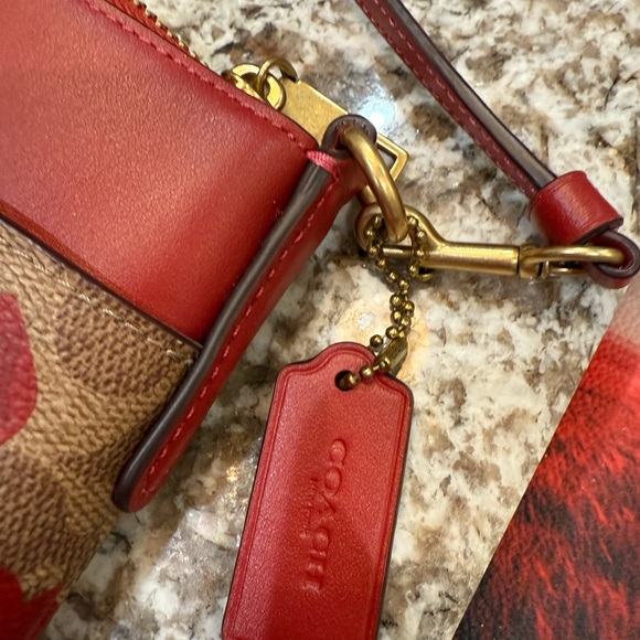 Coach Tan and Red Heart Crossbody Bag - Picture 4 of 6
